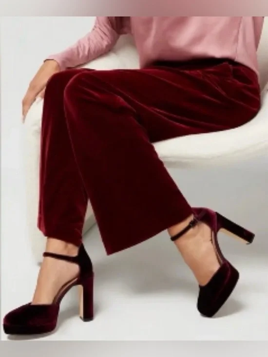 White House Black Market Burgundy Velvet Heels—Size 7M - Picture 2 of 7